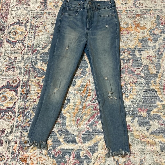 Super high rise skinny Express jeans cropped and hemmed from the ankle. - Picture 2 of 9